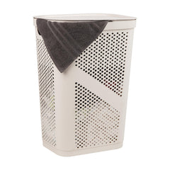 Mind Reader vue de face du panier à linge ivoire montrant un design gain de place
