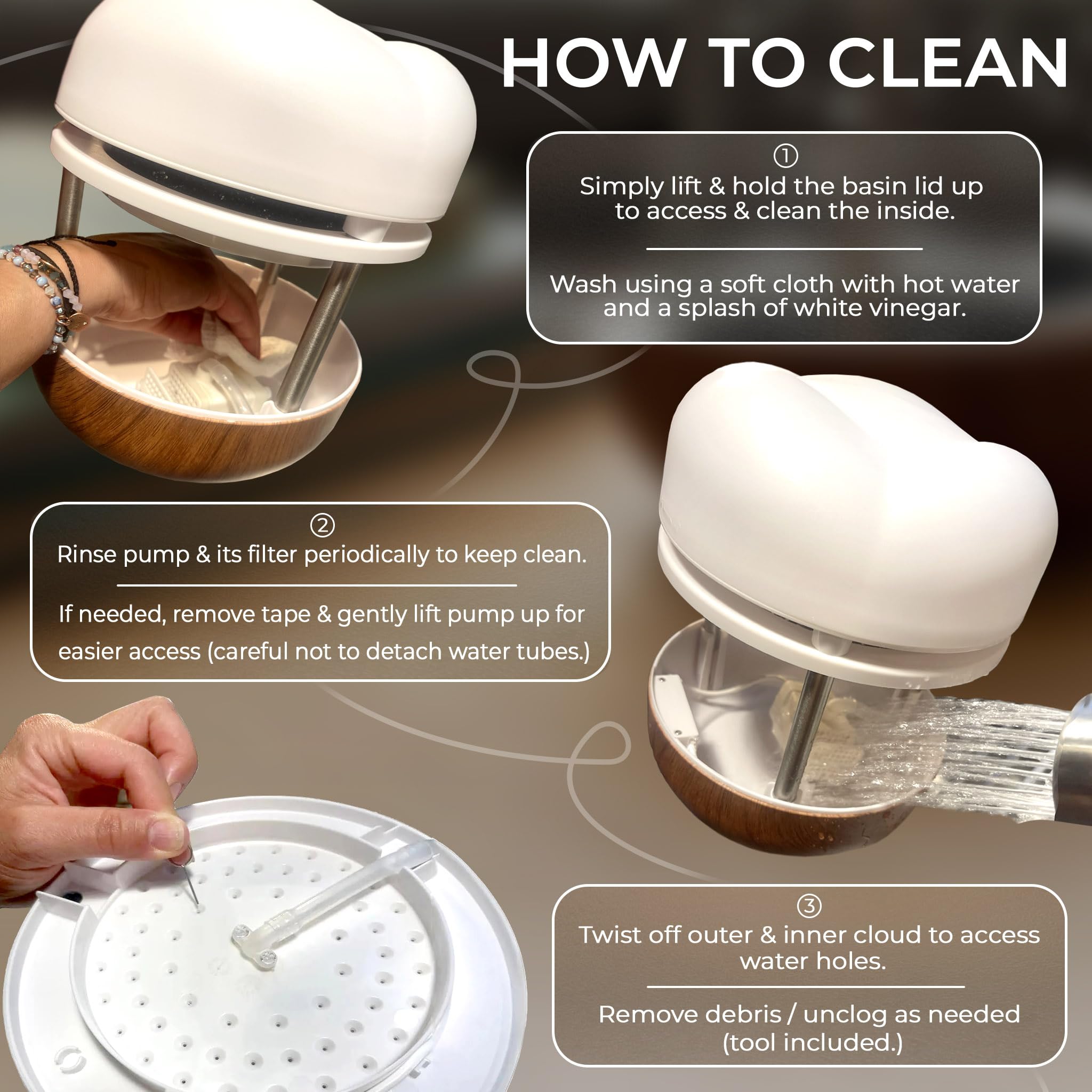 Mindsight Calming Cloud avec disques anti-éclaboussures et filtres, entretien simple et durable