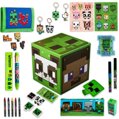 Minecraft calendrier cube face avant montrant 24 compartiments et décor festif