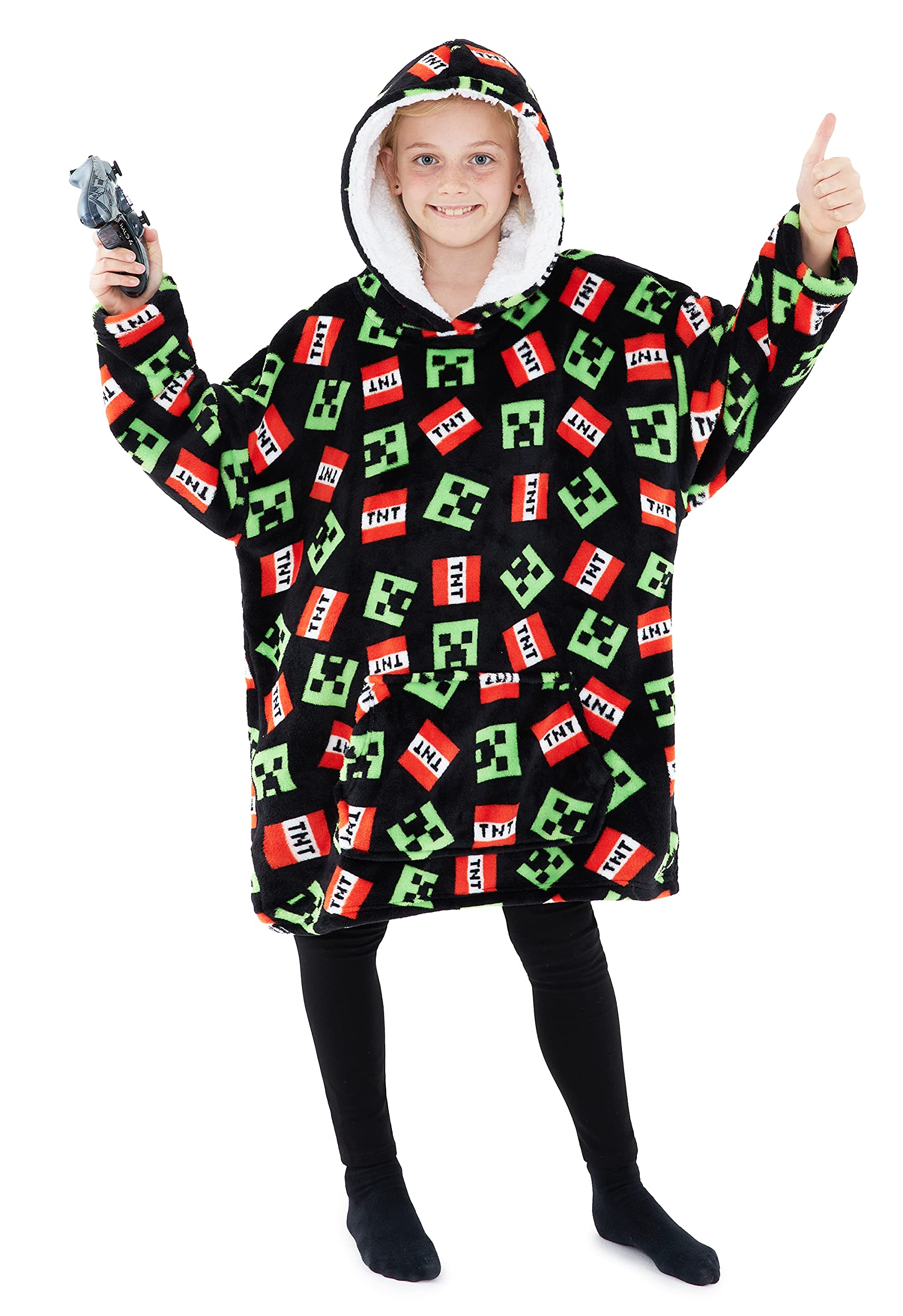 Minecraft hoodie blanket face avant montre style et chaleur confortable