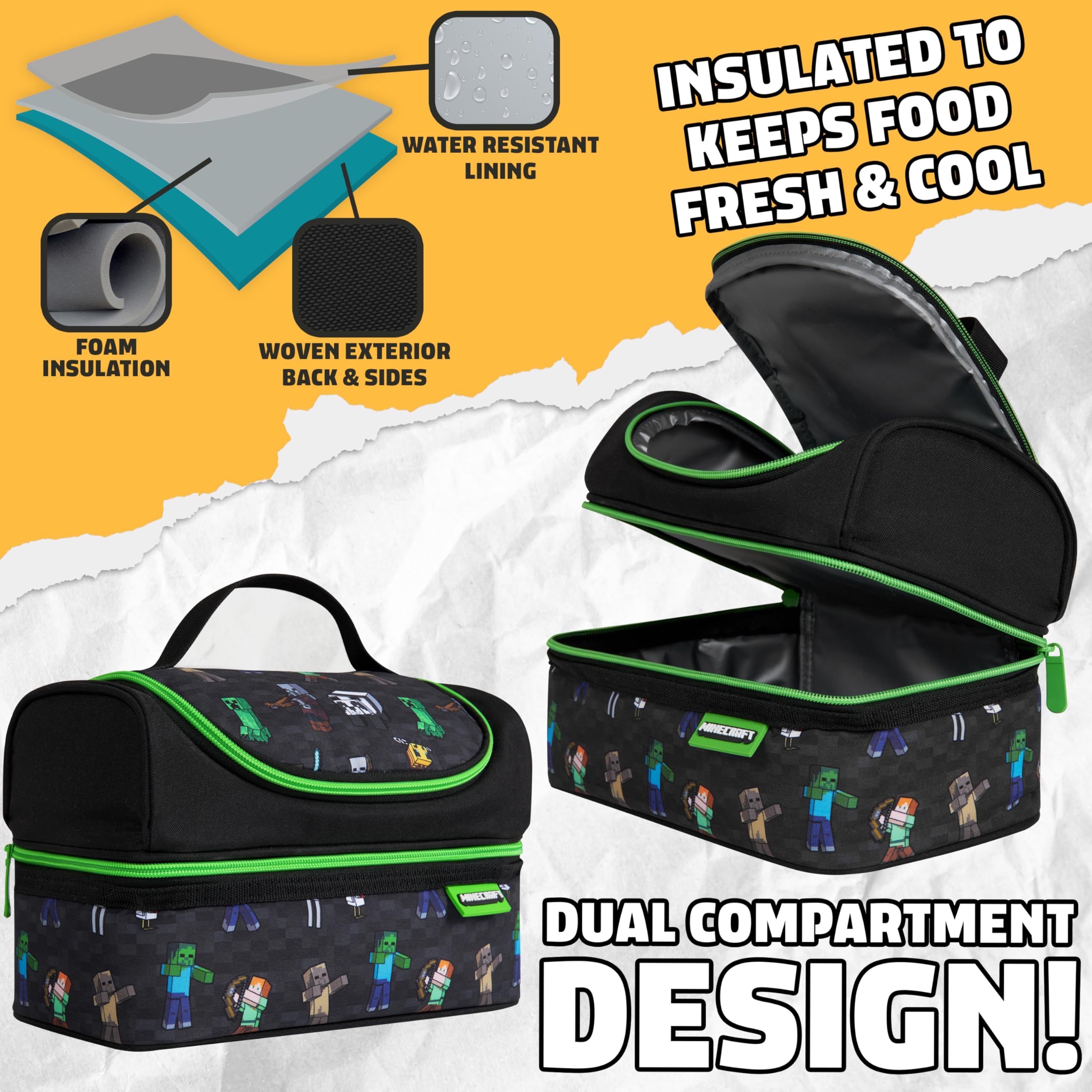 Minecraft sac avec gourde assortie pratique pour boissons et hydratation