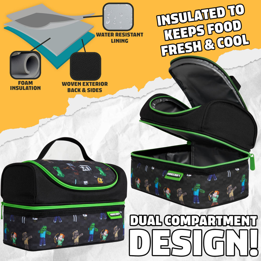 Minecraft sac avec gourde assortie pratique pour boissons et hydratation