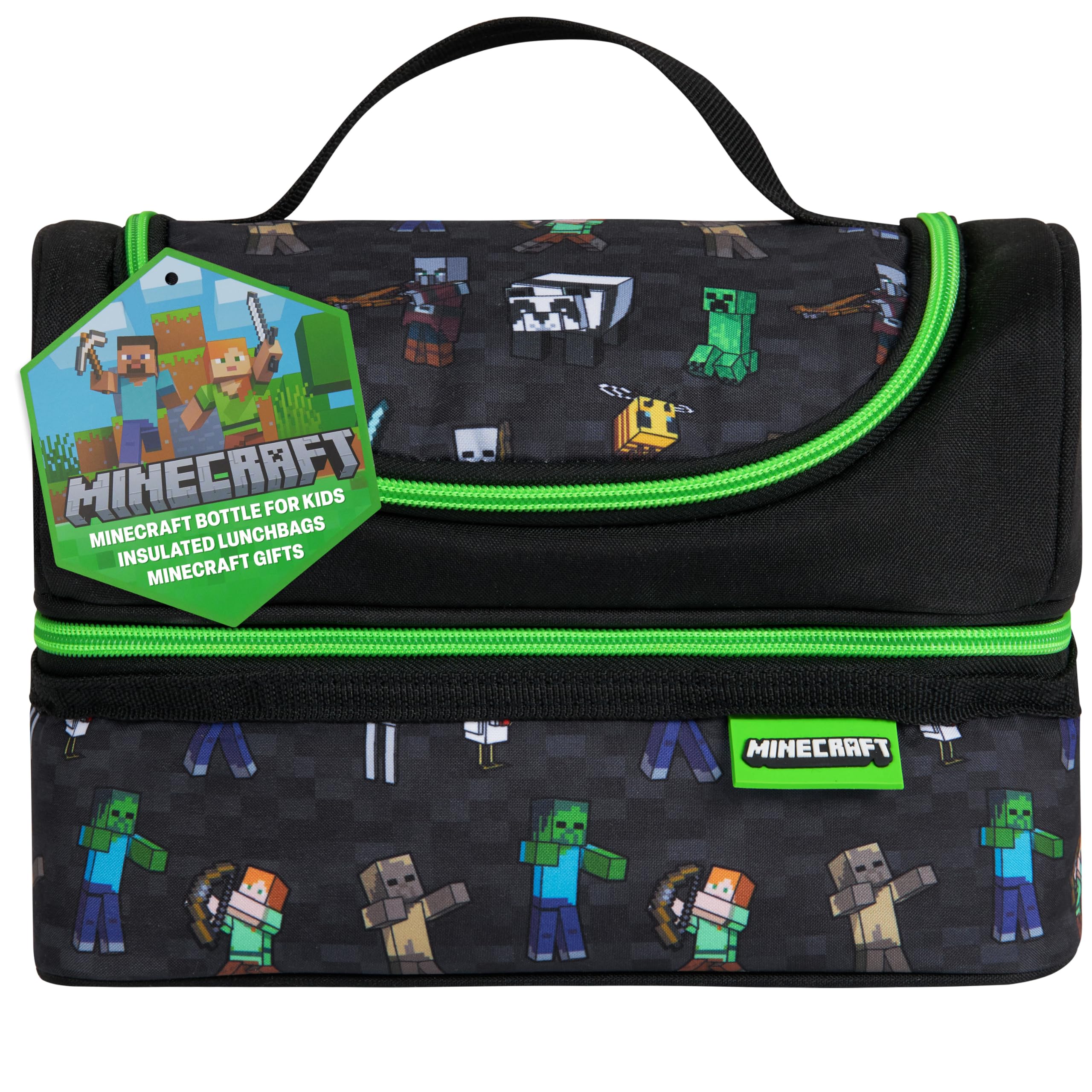 Minecraft sac isotherme face montrant le motif Creeper et protection