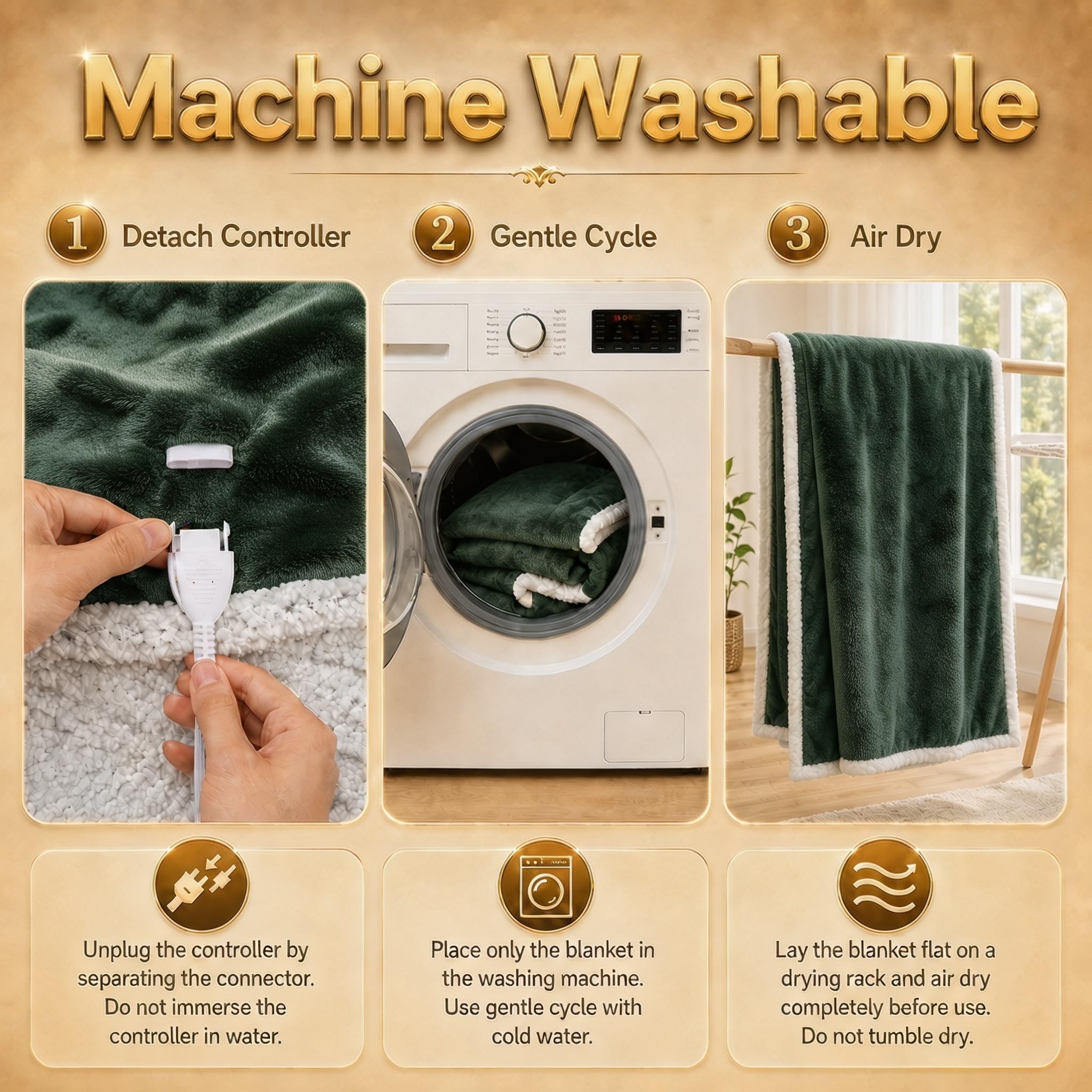 Minervada étiquette d'entretien détachable montrant instructions et lavage sécurisé