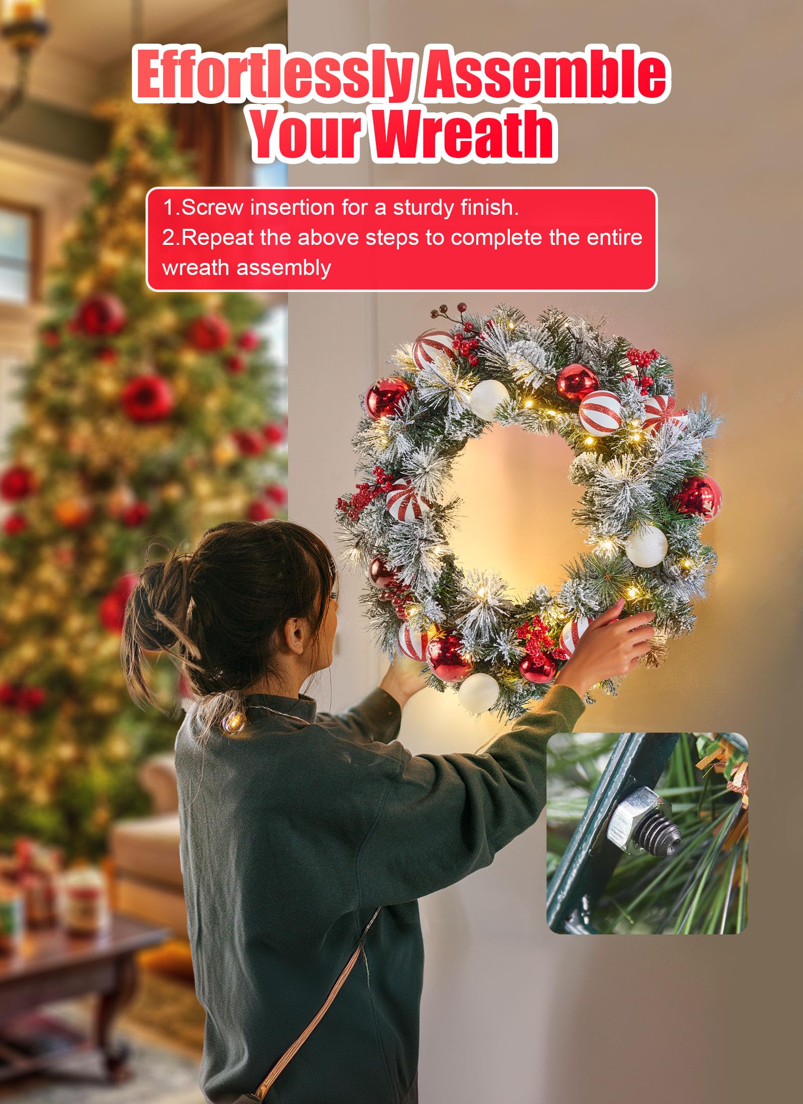 Minetom couronne installée sur porte améliorant décor extérieur