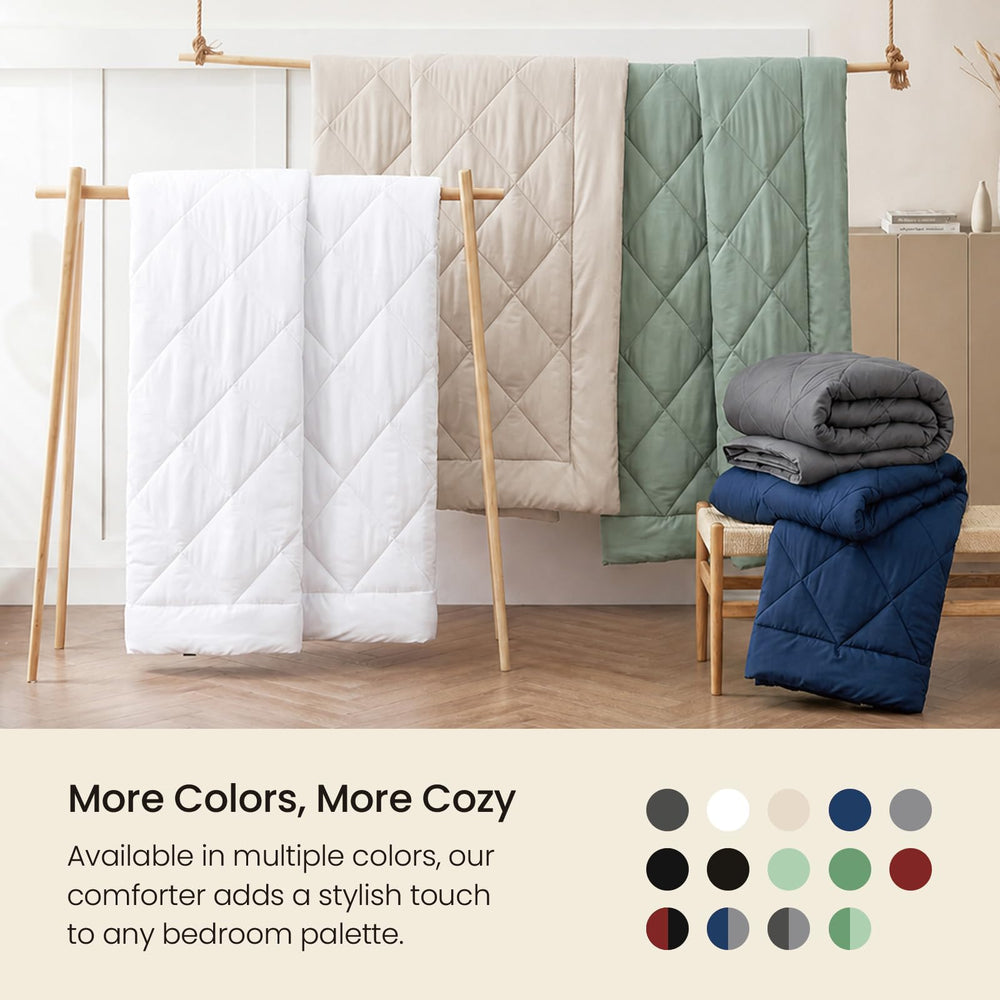 MIOTO couette pliée montrant échelle et taille pour rangement facile