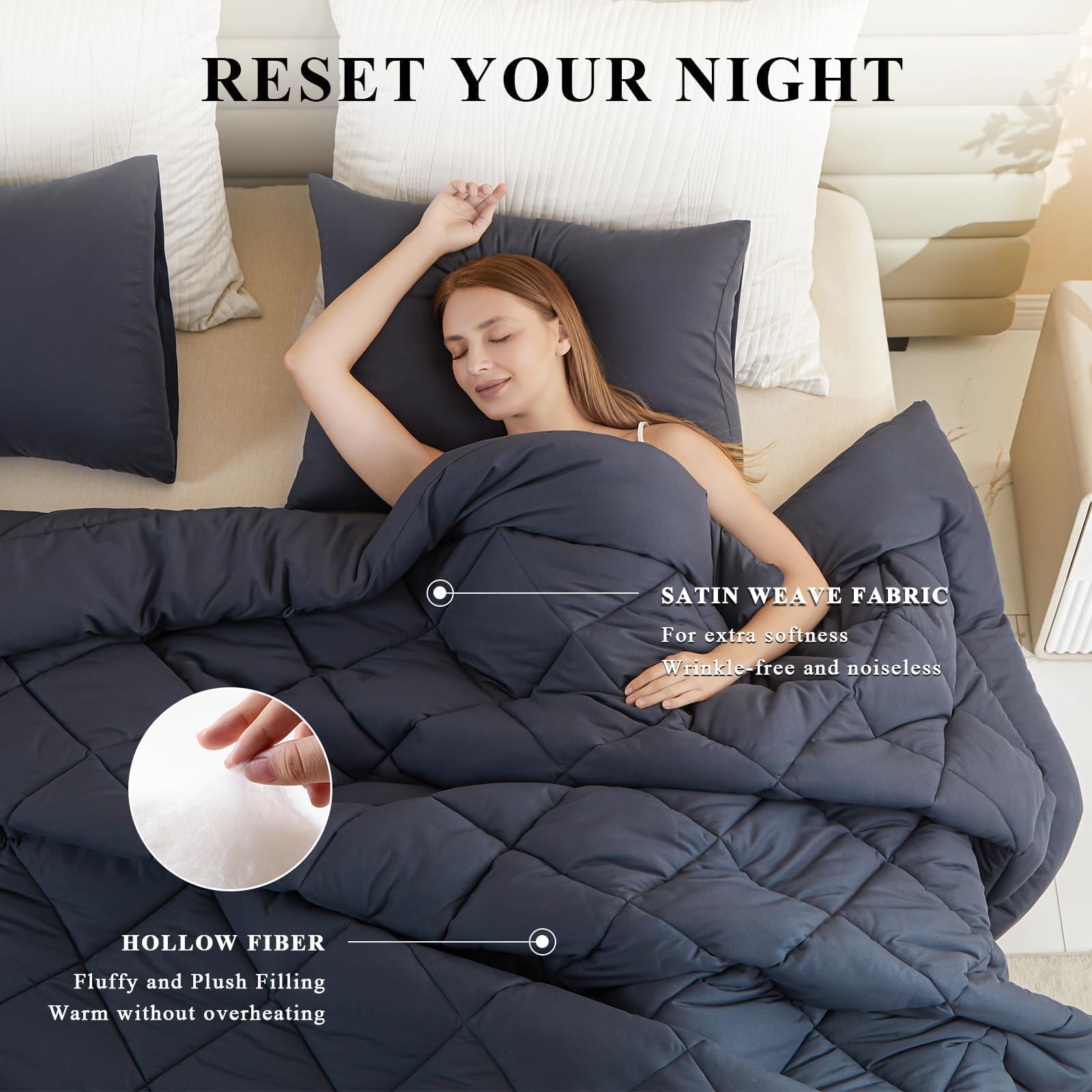 MIOTO gros plan tissu satin doux pour confort et respiration