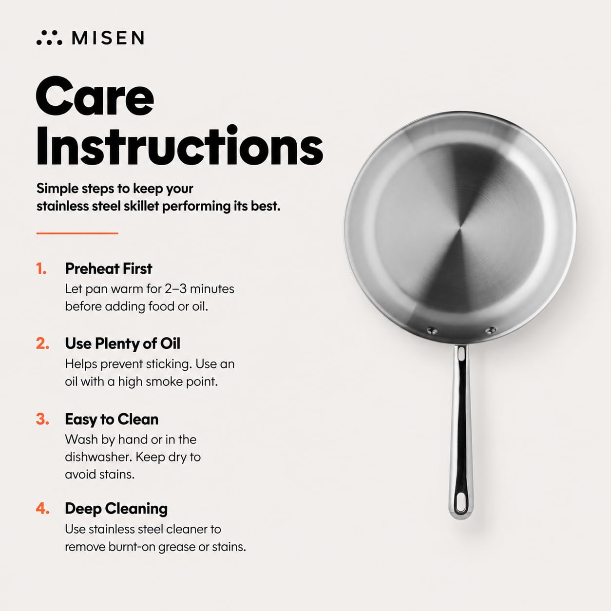 Misen poêle 12" surface de cuisson large facilitant saisie et espace de cuisson