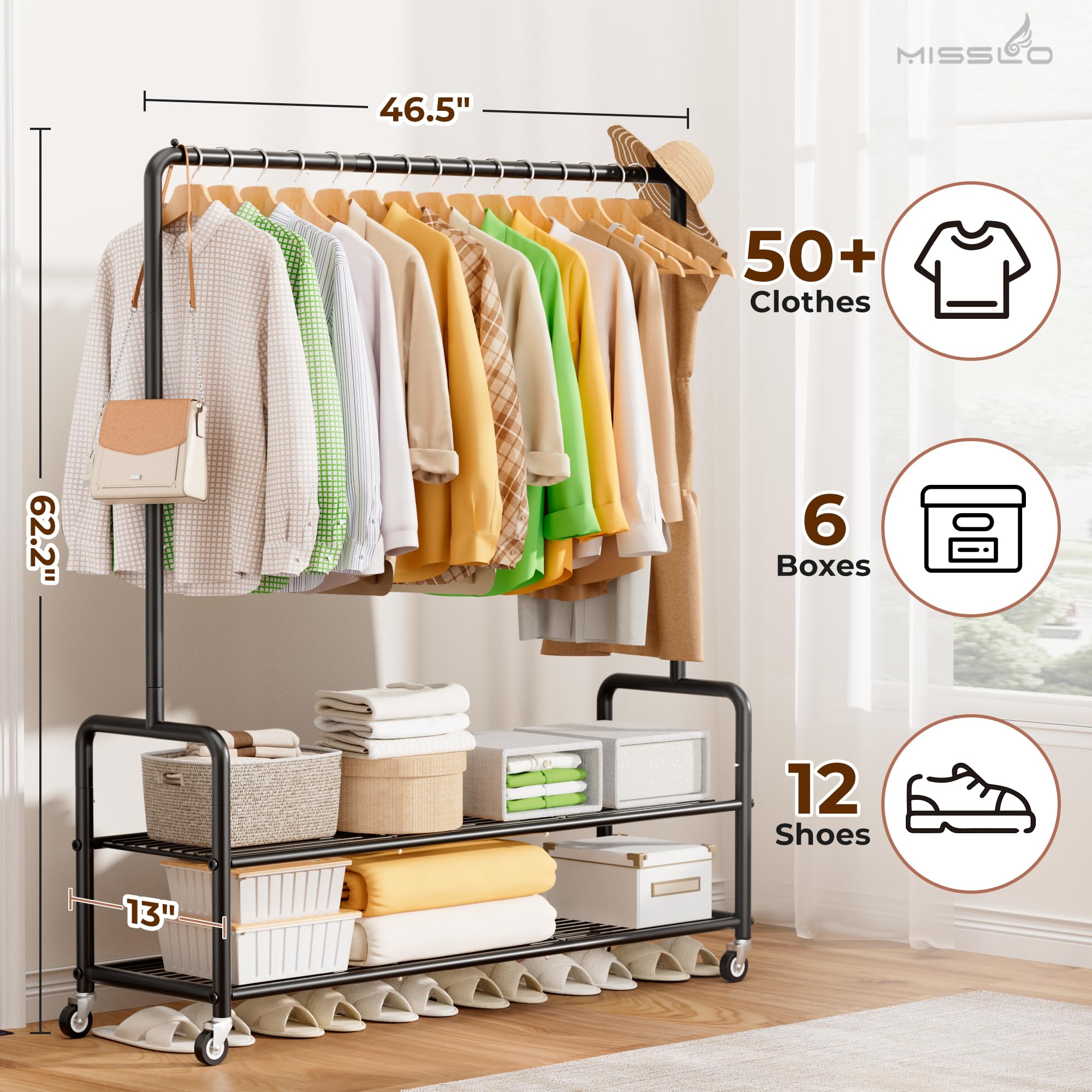MISSLO dans un dressing montrant gain de place et organisation visible