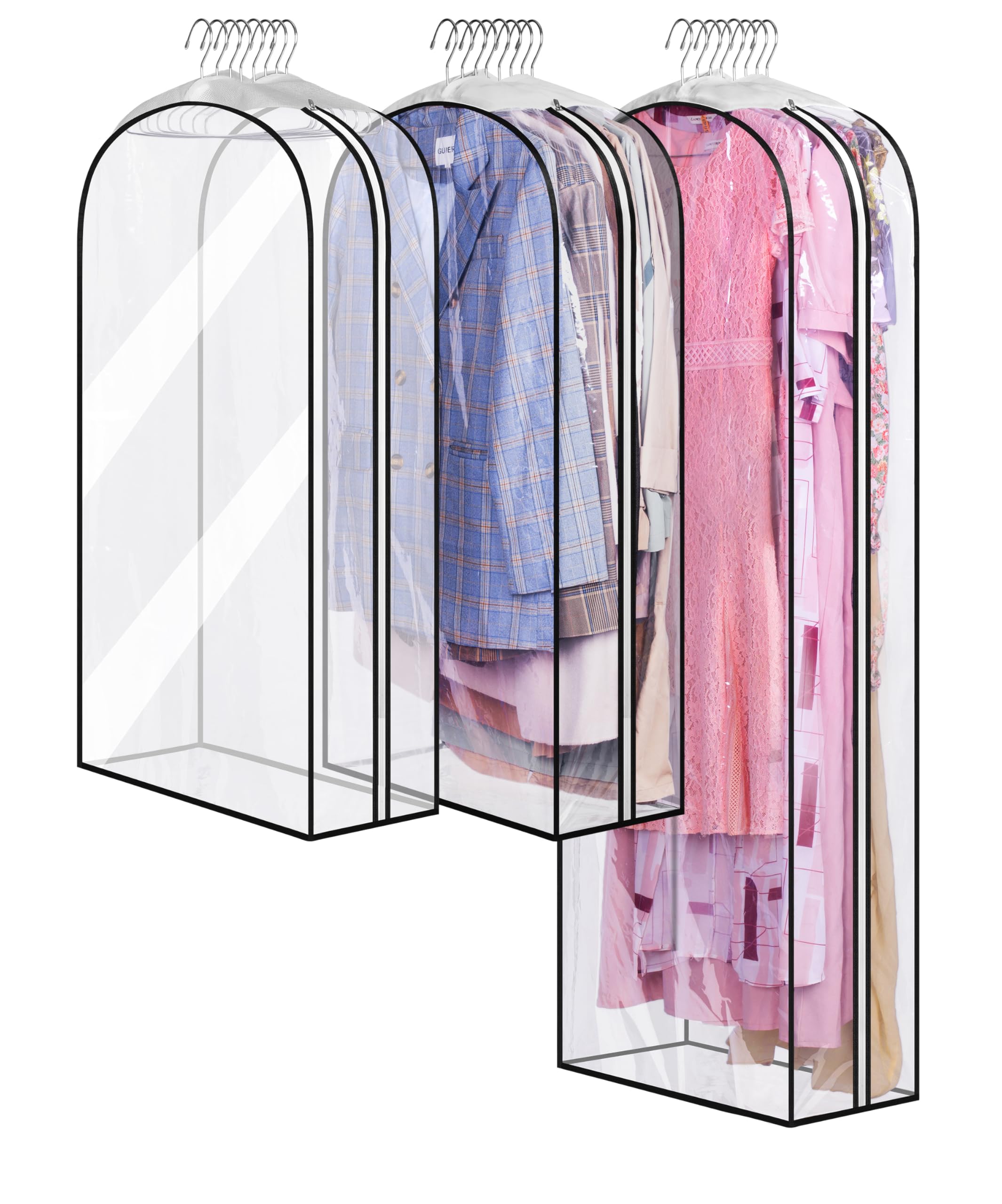 MISSLO housse transparente face avant montrant vêtements rangés, visibilité immédiate