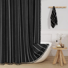 MitoVilla face avant du rideau noir avec broderie élégante, apporte style
