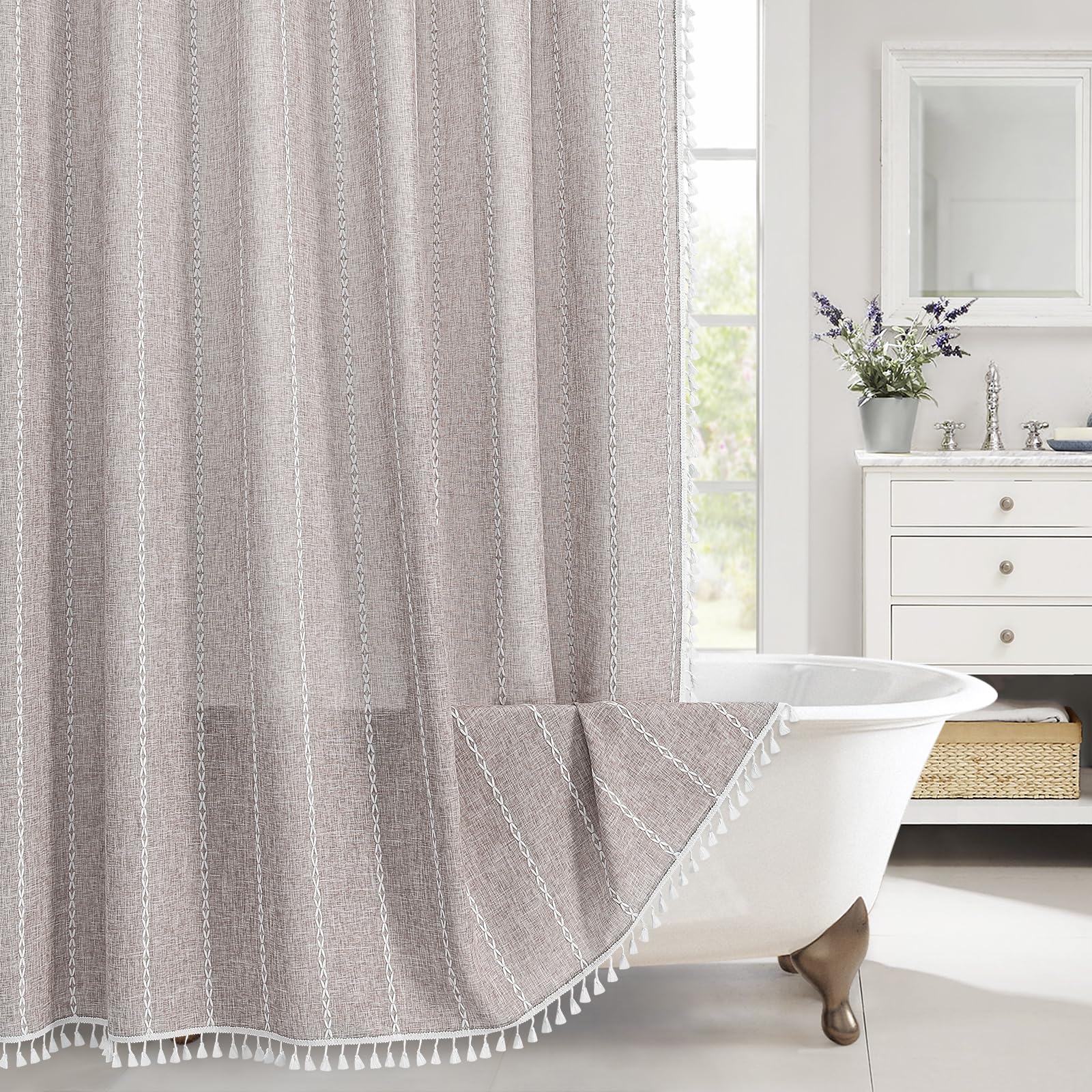 MitoVilla rideau de douche face grise bohème apportant chaleur décorative