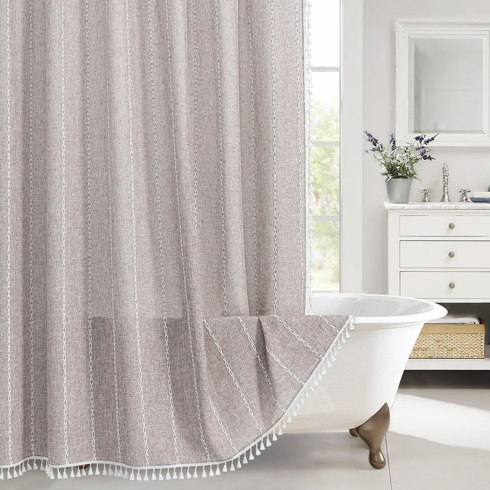 MitoVilla rideau de douche face grise bohème apportant chaleur décorative