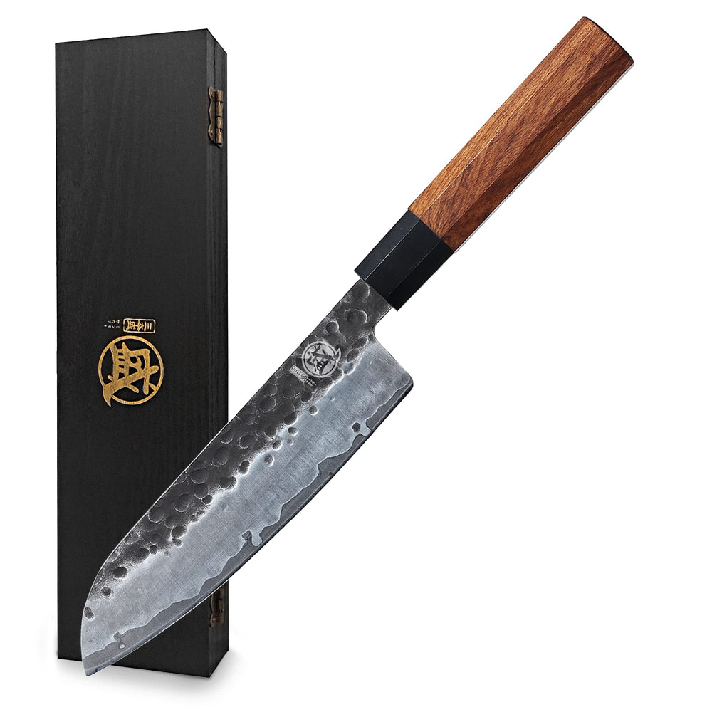 MITSUMOTO SAKARI face du couteau Santoku avec emballage, design professionnel