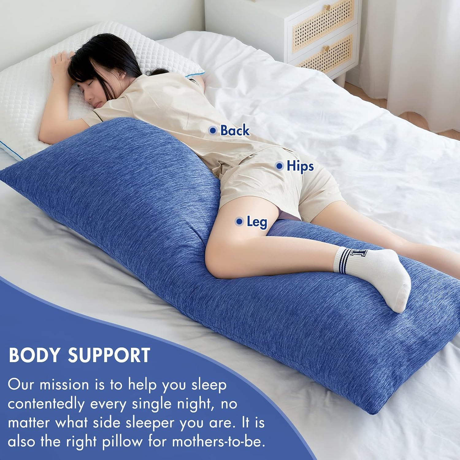 MIULEE coussin côte à côte avec règle montrant dimensions 20x54 pouces pour échelle