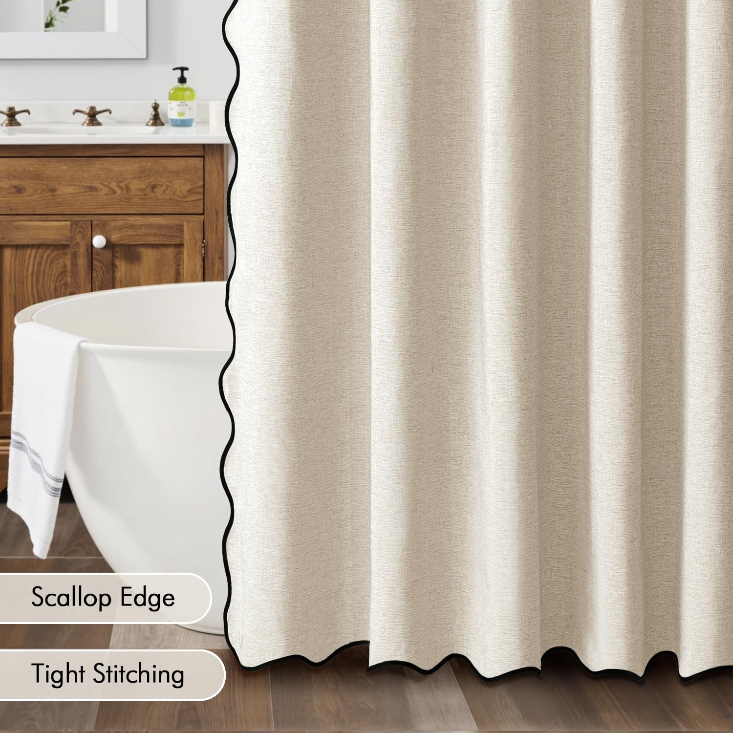 MIULEE rideau installé en salle de bains montrant l'effet décoratif et la couverture complète