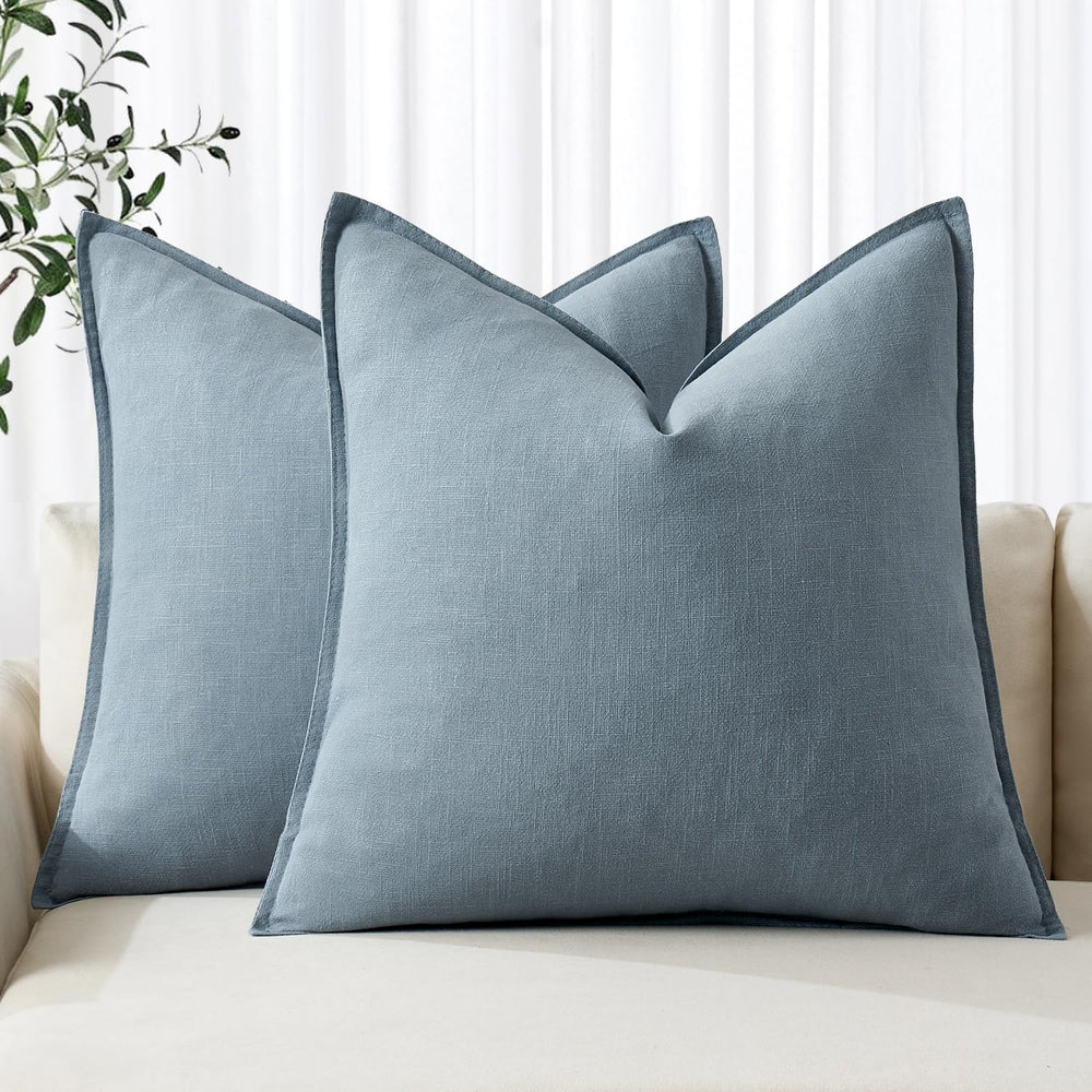 MIULEE housse coussin vue de face bleu-gris élégante et neutre