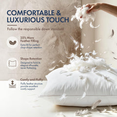 MIULEE gros plan du garnissage plume/duvet illustrant douceur et soutien