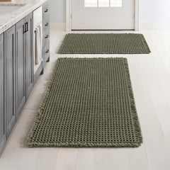 MIULEE tapis bain avant-plan montrant couleur verte et style bohème