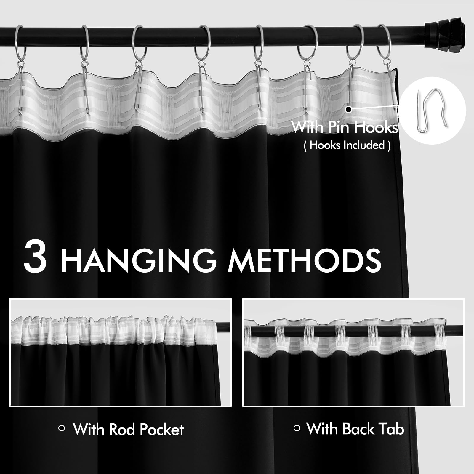 MIULEE poche pour tringle visible pour installation facile