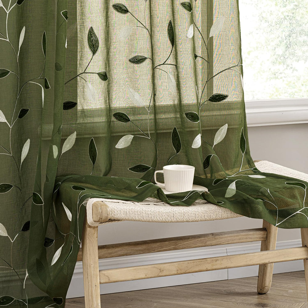 MIULEE voilage vert olive devanture apportant luminosité douce