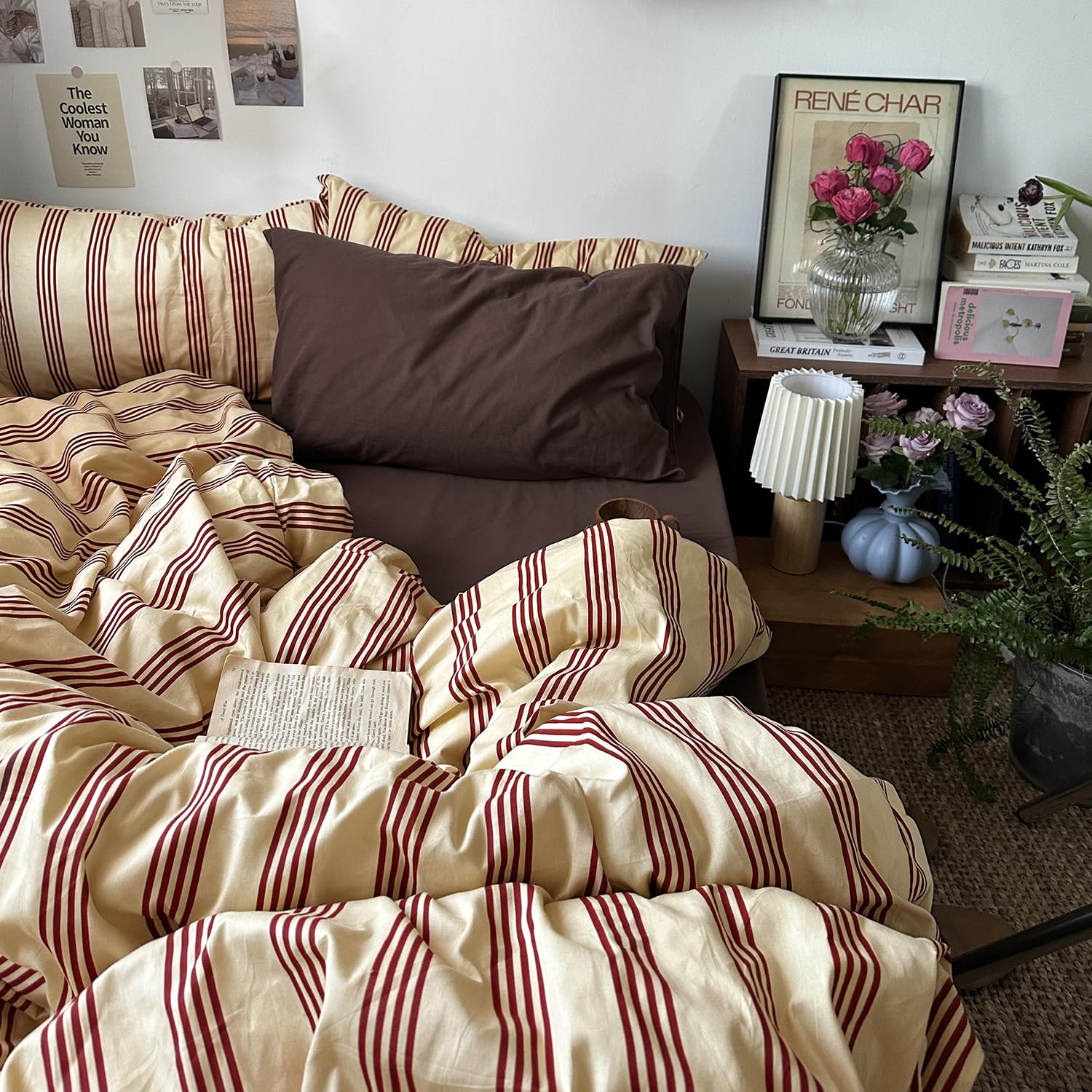 mixinni housse face entière montrant motif rayé et style vintage