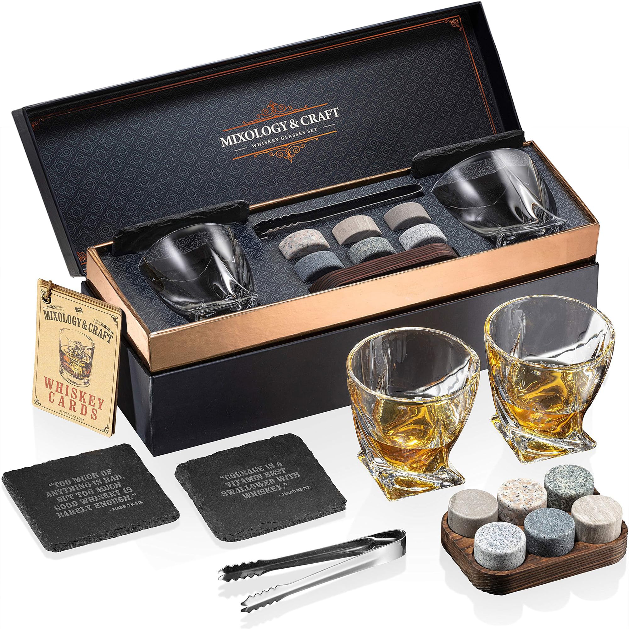 Mixology & Craft coffret face présentant verres et accessoires élégant cadeau