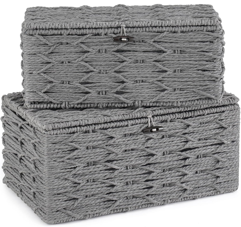 Mkono vue frontale des deux paniers gris pour rangement élégant