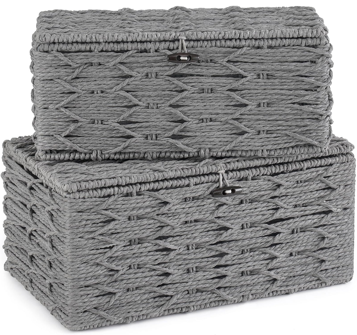 Mkono vue frontale des deux paniers gris pour rangement élégant