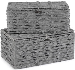 Mkono vue frontale des deux paniers gris pour rangement élégant
