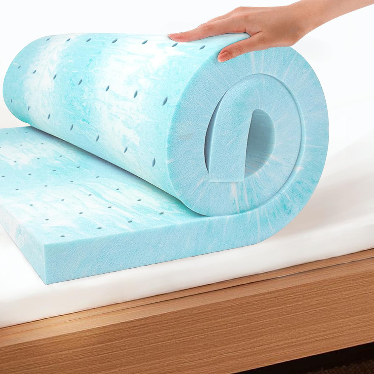 MLILY surmatelas face avant montrant finition et bonnet pour un confort immédiat