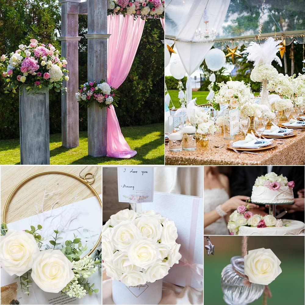 Centre de table Mocoosy avec roses ivoire pour décoration d'événement