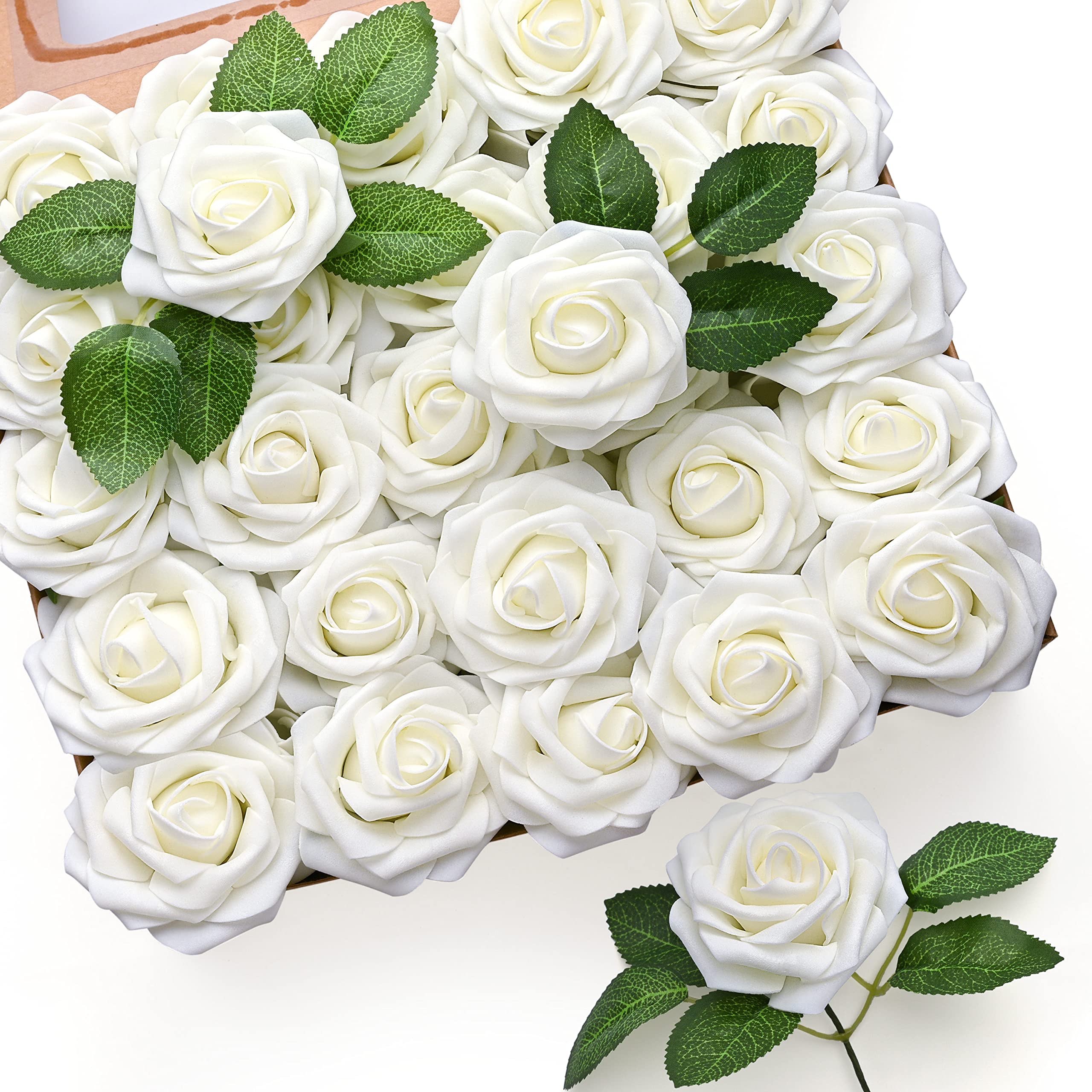 Mocoosy emballage avant lot de 50 roses blanches pour préparation rapide