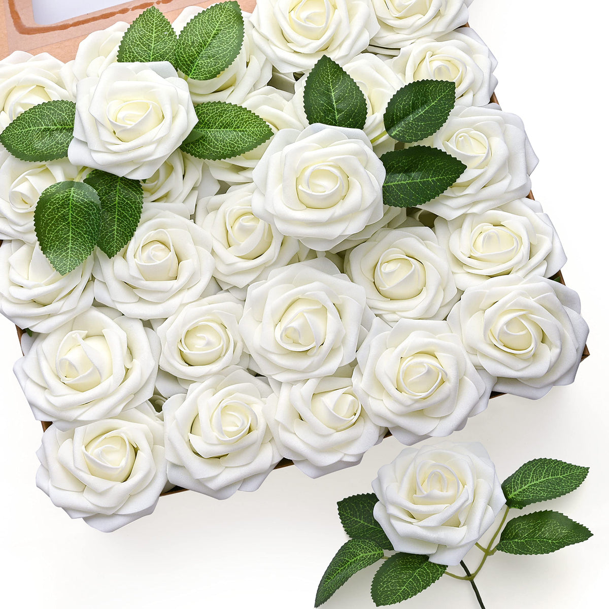 Mocoosy emballage avant lot de 50 roses blanches pour préparation rapide