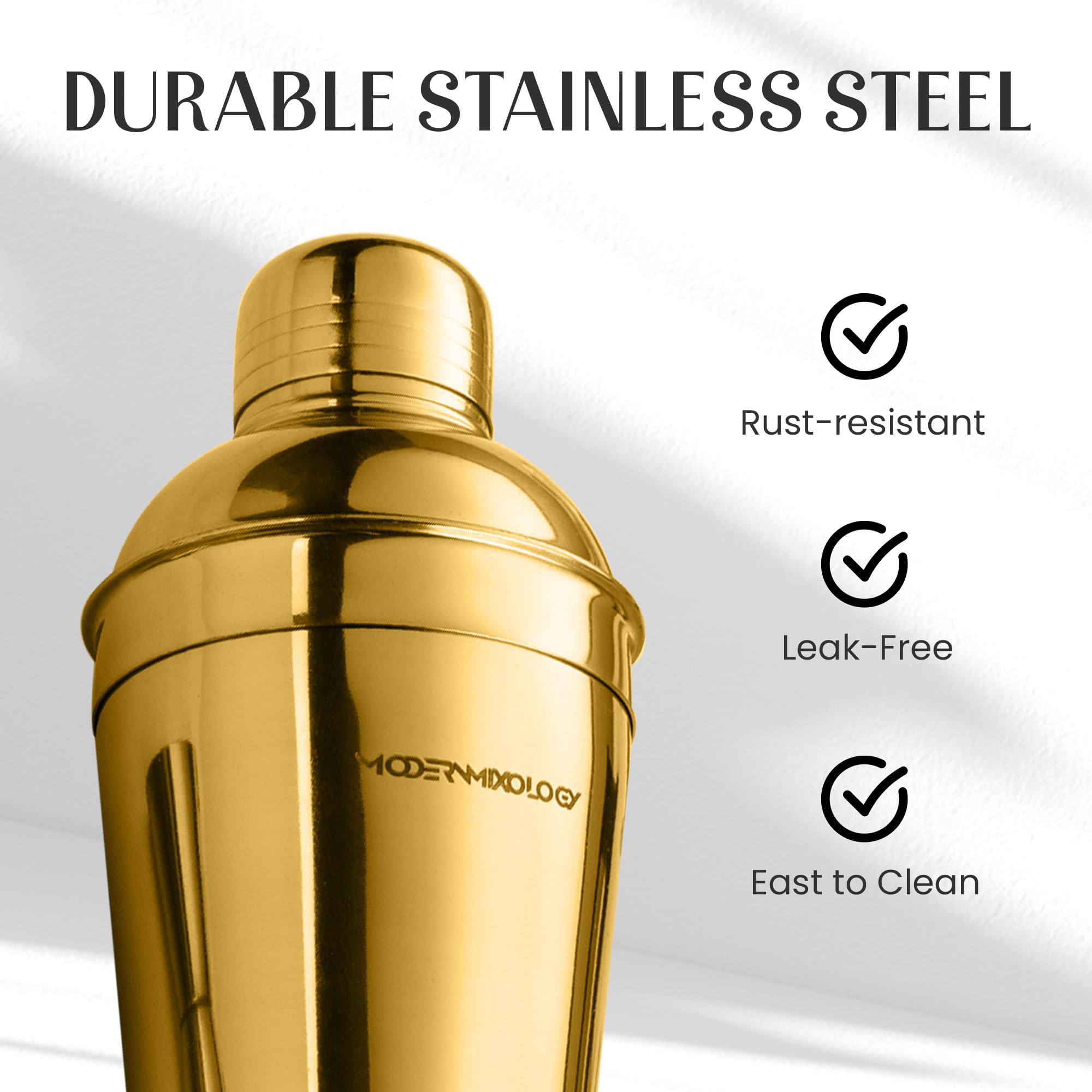 Modern Mixology comparaison d’échelle montrant taille réelle du shaker 18 oz