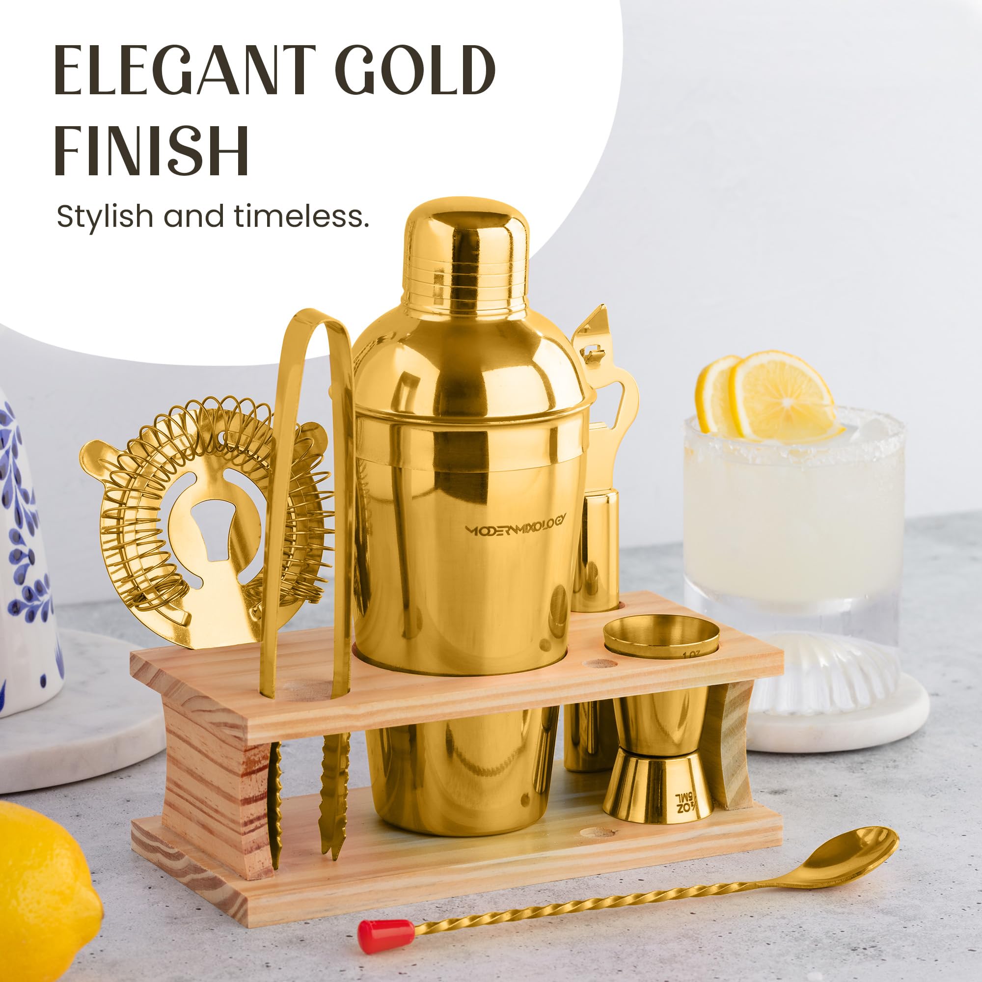 Modern Mixology jigger montrant graduations pour mesures précises de cocktail