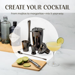 Modern Mixology ensemble d'outils alignés, qualité acier inoxydable
