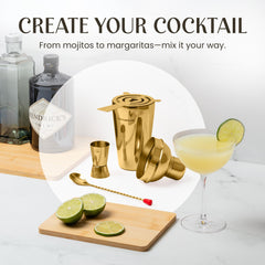 Modern Mixology ensemble d’outils disposés sur le support pour gain de place