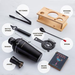 Modern Mixology gros plan du shaker en acier inoxydable, finition durable et étanche