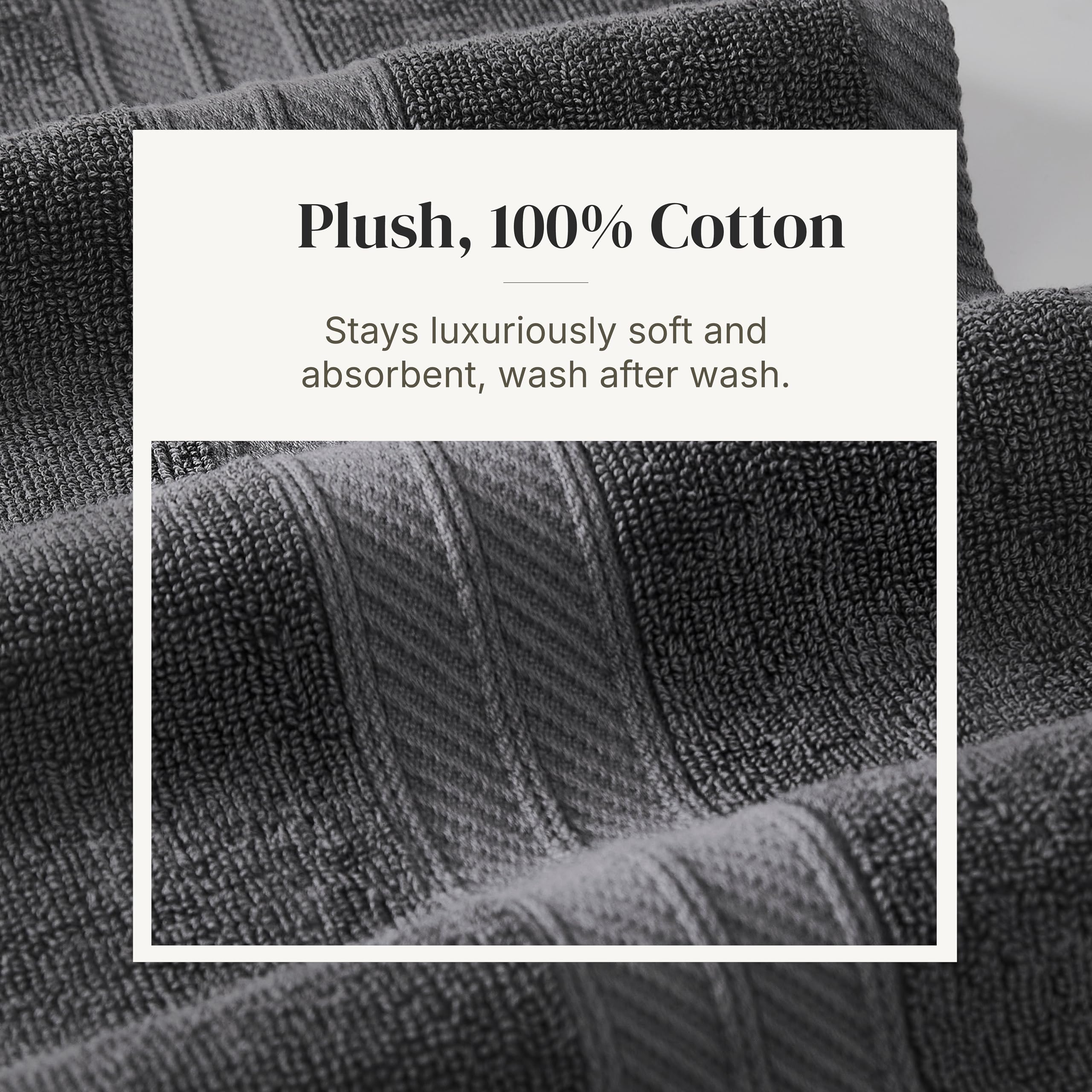 Modern Threads comparaison tailles montrant serviette bain mains gants