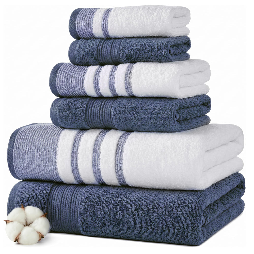 Modern Threads vue avant de l’ensemble serviettes bleu pour une salle de bain coordonnée