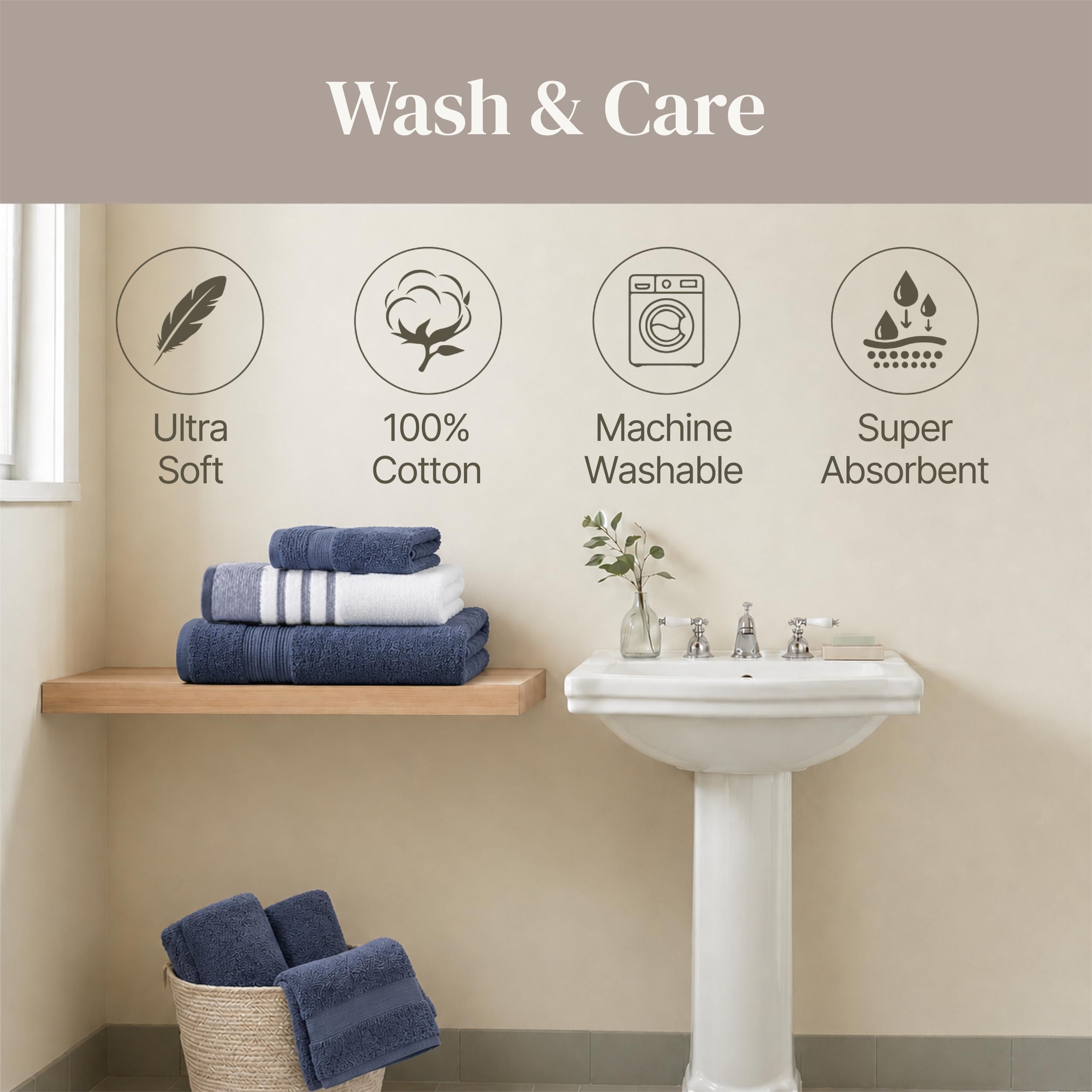 Modern Threads mise en scène salle de bain avec ensemble pour un style harmonieux