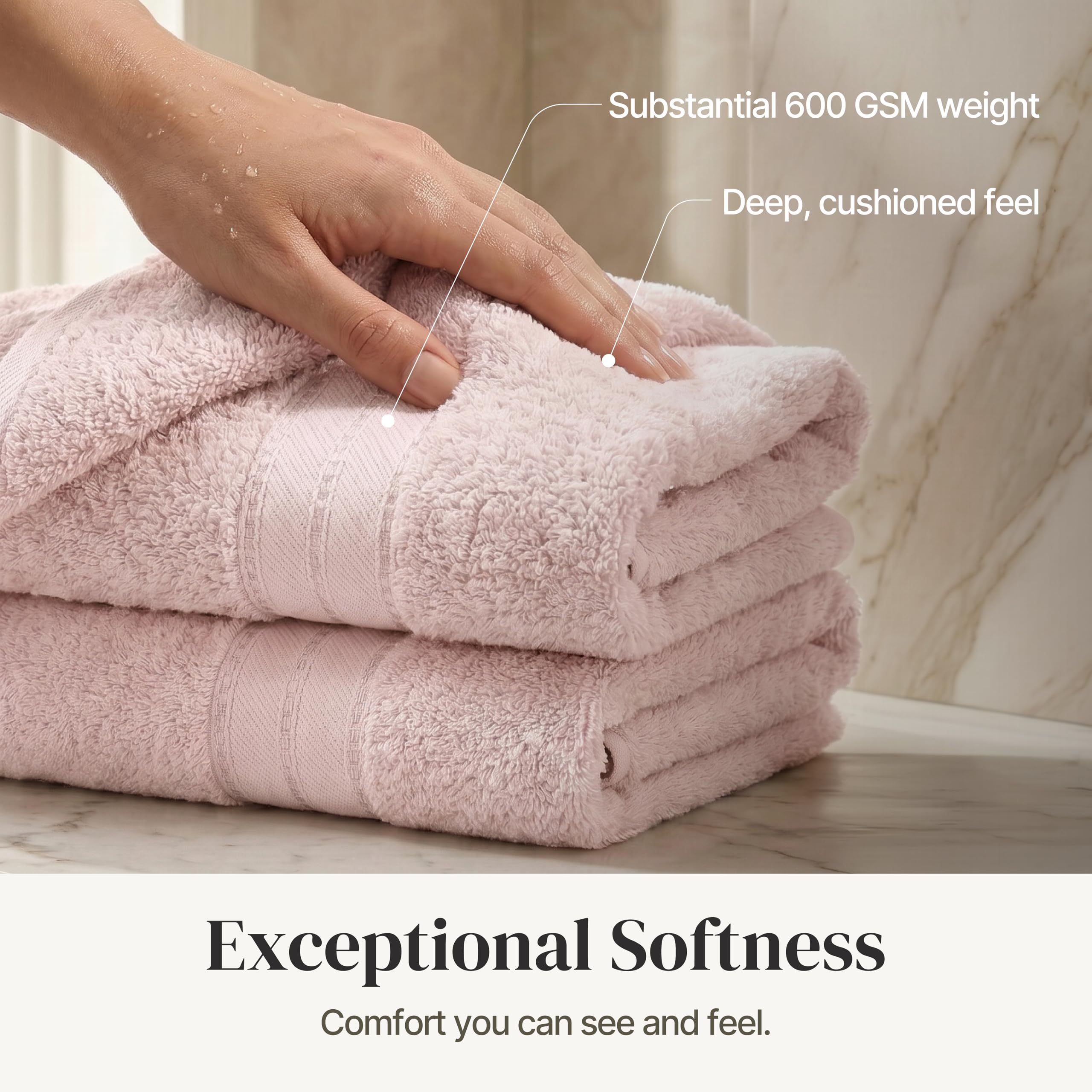 Modern Threads main qui se sèche avec serviette, absorption efficace