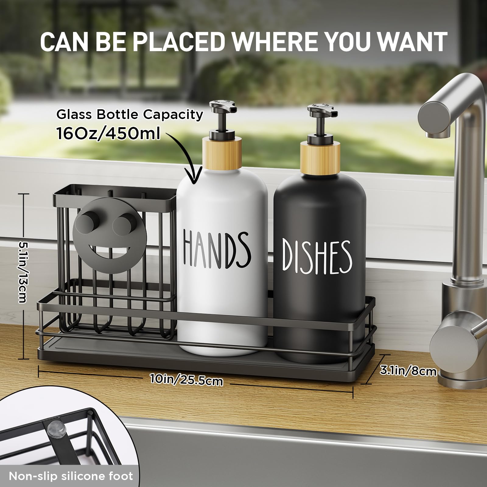 Moforoco support brosse haut avec brosse longue, rangement stable et accessible