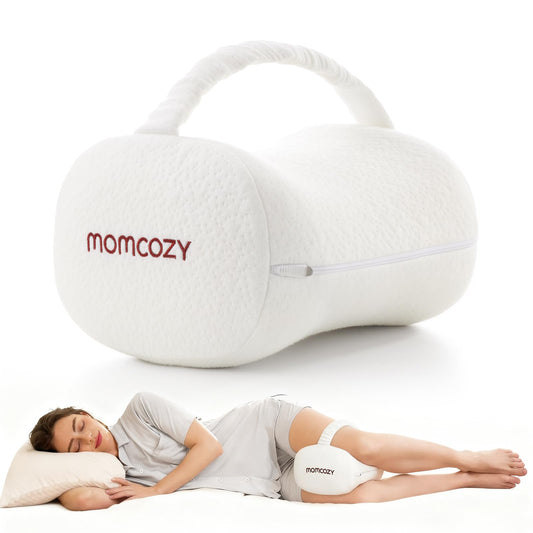 Momcozy emballage avant montrant le coussin et bénéfice soutien ergonomique