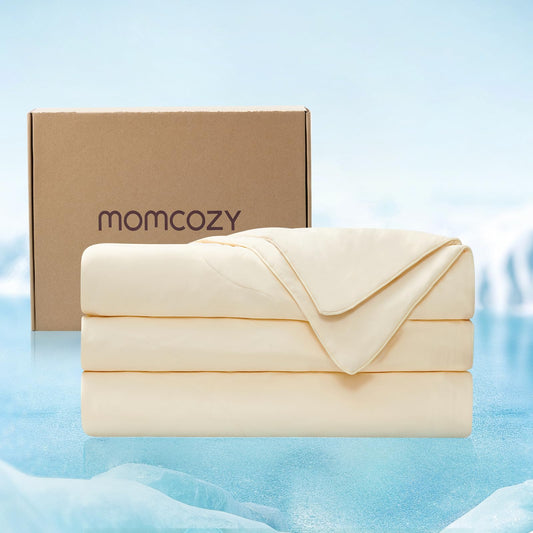 Momcozy couverture frontale montrant design et bénéfice fraîcheur instantanée