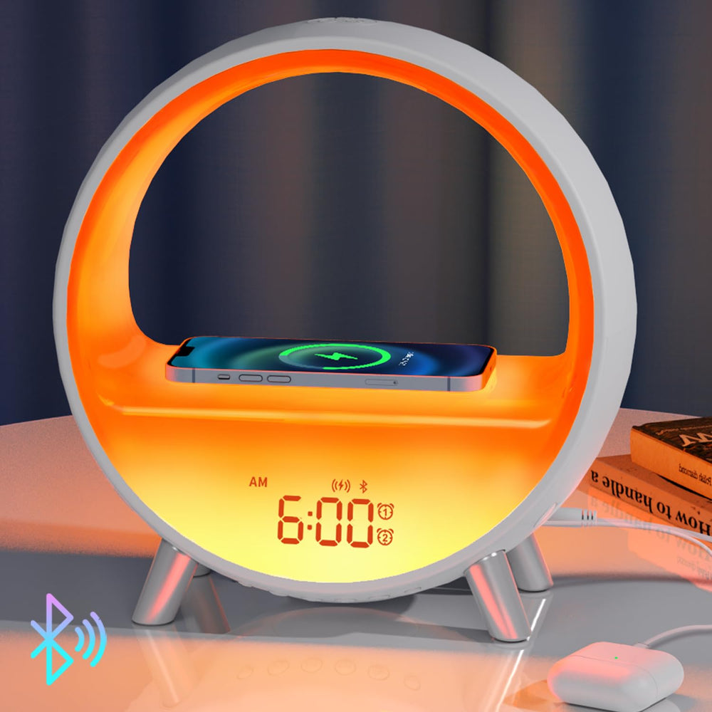 MOMILLA réveil face avant montrant écran et horloge, solution tout-en-un
