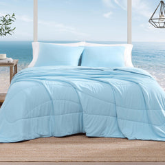 Monbix couette face avant queen montrant couverture complète et finition, pour confort frais