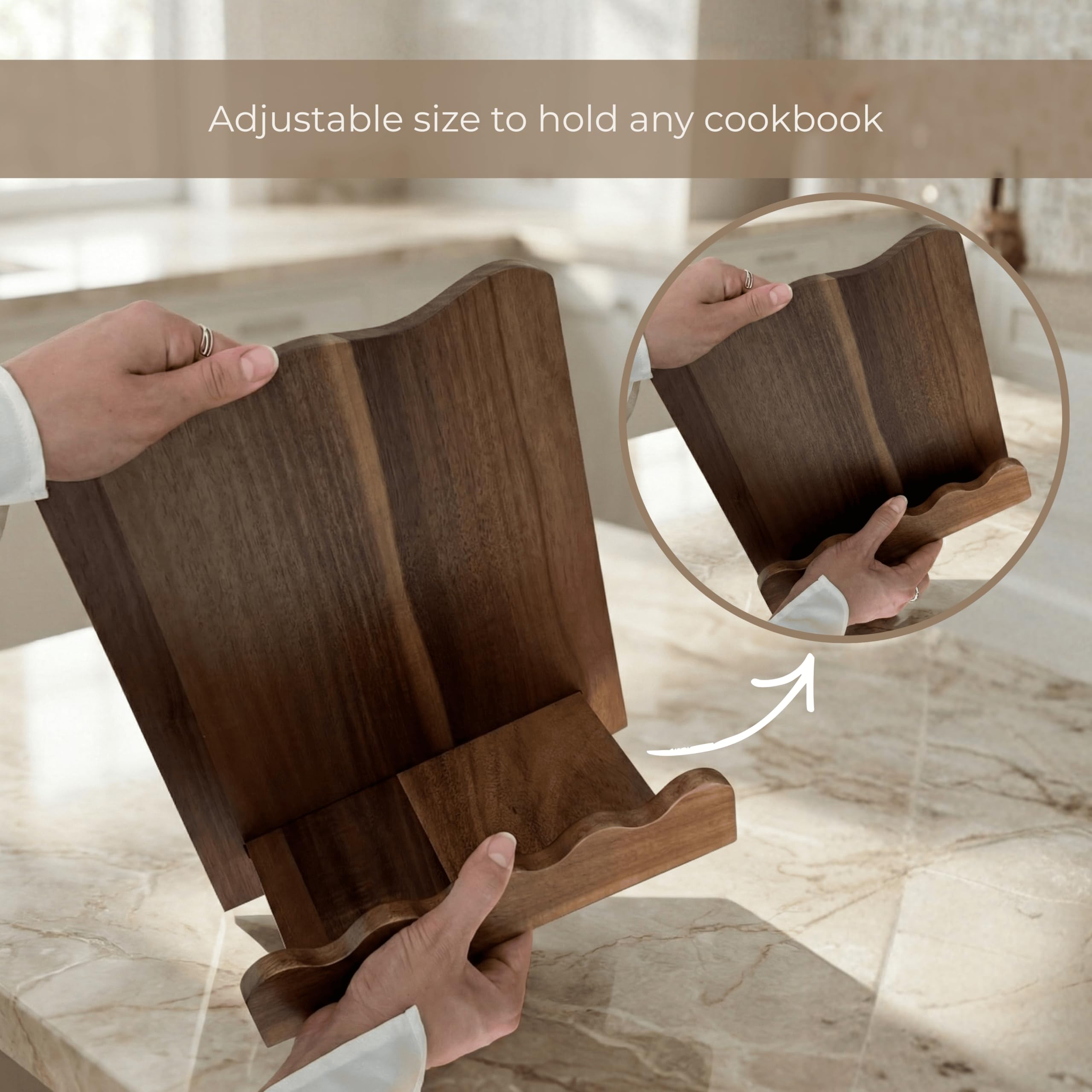 Moncur Home support acacia gros plan sur le grain bois, finition lisse durable