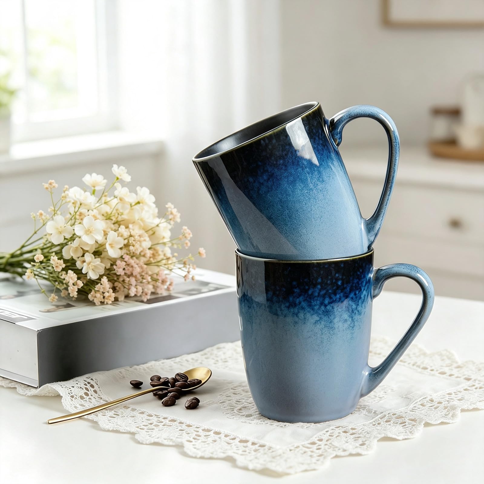 MONITO mug avec latte illustrant capacité 14oz et présentation